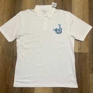 NWT Crazy Shirts 100% Pima Cotton Hawaii Polo Shirt Mens XXL White Fish Hook